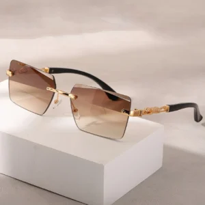 Karan Aujla Vibe – Luxe Rimless Sunnies (GOLD)