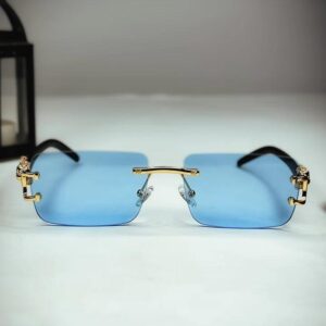 Karan Aujla Vibe β Luxe Rimless Sunnies ( Blue )