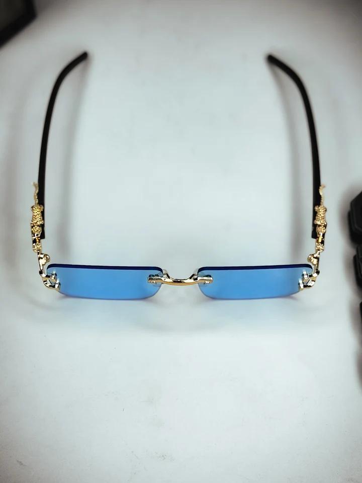 Karan Aujla Vibe β Luxe Rimless Sunnies ( Blue ) - Image 2