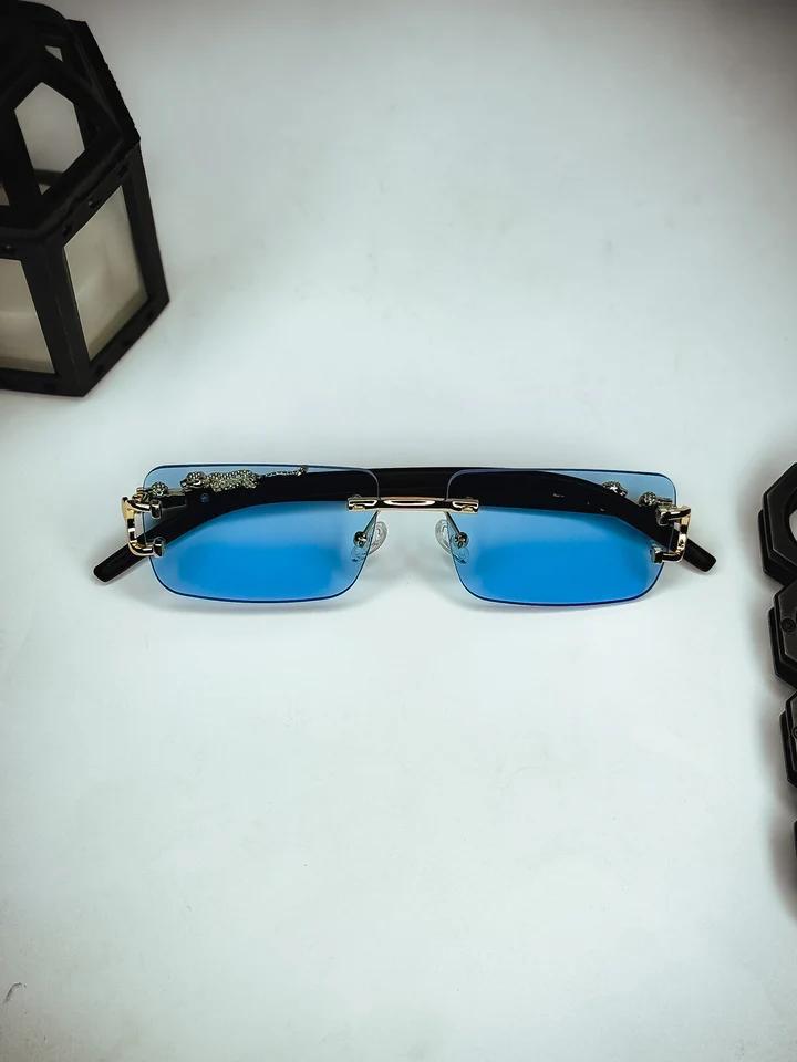 Karan Aujla Vibe β Luxe Rimless Sunnies ( Blue ) - Image 4