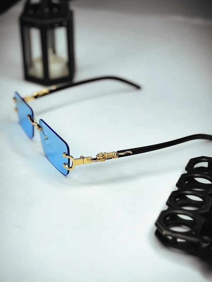 Karan Aujla Vibe β Luxe Rimless Sunnies ( Blue ) - Image 3